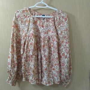 Old Navy Floral Lace Blouse - Cream and Orange